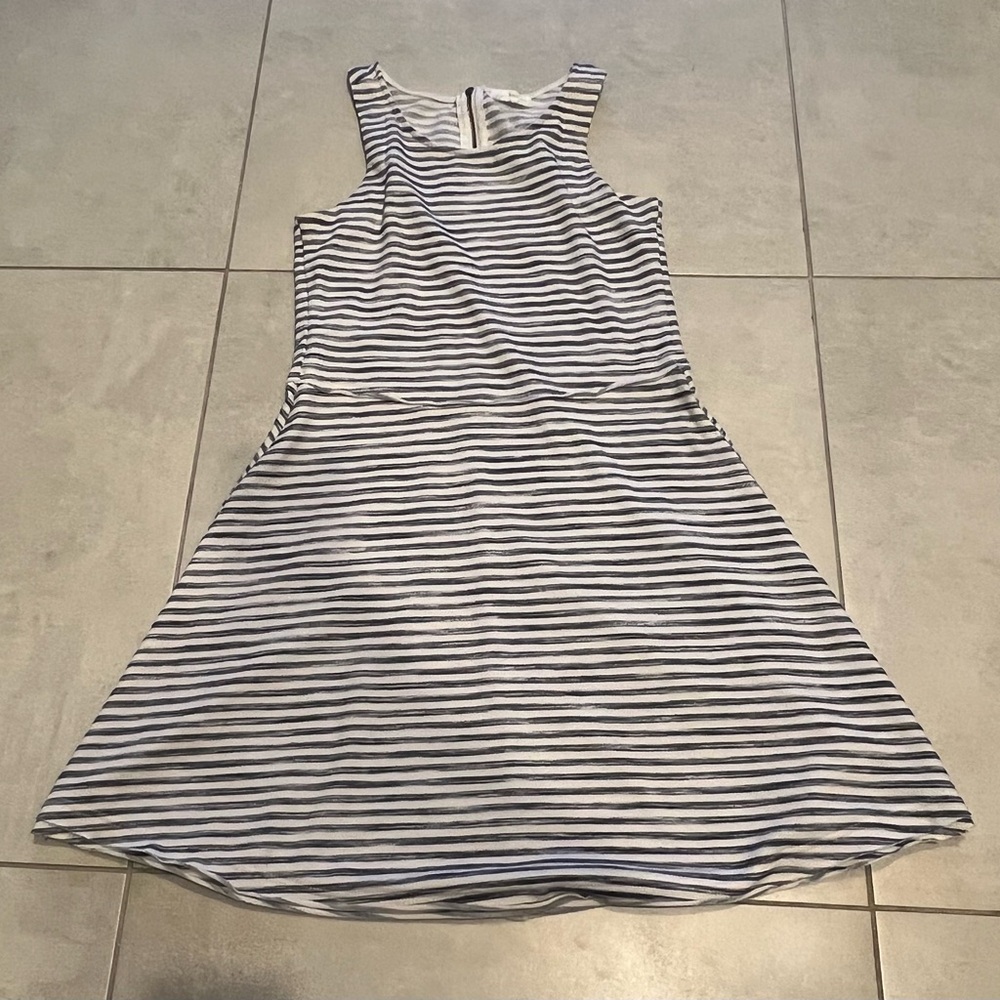 Thyme & Honey blue and white sleeveless striped dress. Size M